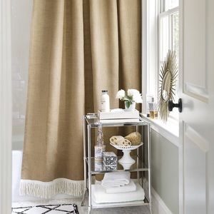 Ballard Burlap Shower Curtain with Fringe